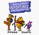 Winnie The Pooh Adventures in the 100 Acre Woods title screen for GameBoy Color